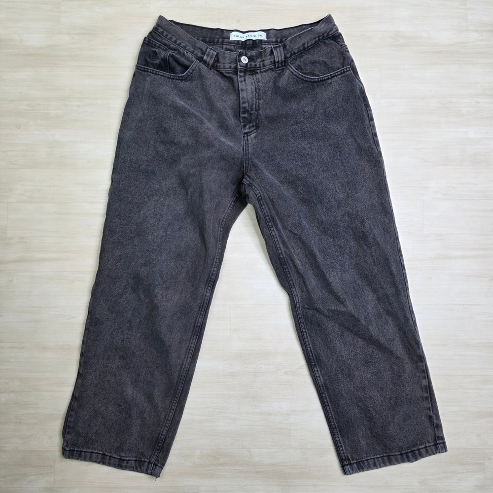 Polar Skate Co Big Boy Jeans Washed Black Baggy Skate Pants Men 32 x 28 Wide Leg